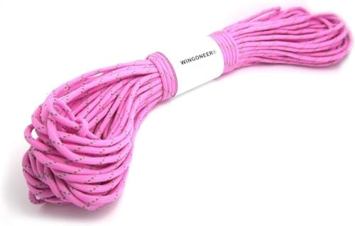 WINGONEER reflektierenden Fallschirmschnur Paracord, mit 7 Strängen, 550 lbs, 100 ft - rosa