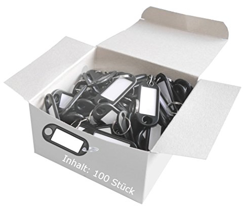Wedo 262801801 Schlüsselanhänger Kunststoff (mit Ring, auswechselbare Etiketten) 100 Stück, schwarz