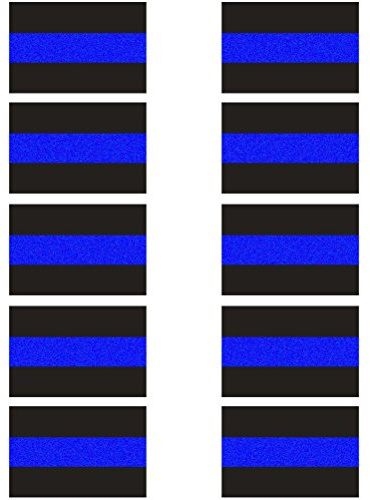 10 Pack Reflective License Plate Stickers (1.5 x 1) Police Thin Blue Line Vinyl Decal Stickers Honoring Police Law Enforcement Vinyl Window Laptop Tape