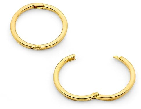 Sterling Silver Hinged Hoop Nose Helix Tragus Septum Segment Ring Sleeper Earrings - Hand Made In Australia - Nickel Free Hypoallergenic (12mm)