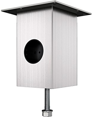 Bar-Konsole JUMBO Powerstation gerade | 80x80 mm | Edelstahl Effekt | Höhe: 170 mm | mit 1 SCHUKO-Steckdose | 1 Stück