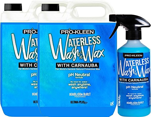 Pro-Kleen Ultima-Plus XP pH Neutral 2 x 5 Litres & 500ml Refill Bubblegum Burst Car Cleaner Waterless Wash & Wax with Carnauba Wax - Car Shine