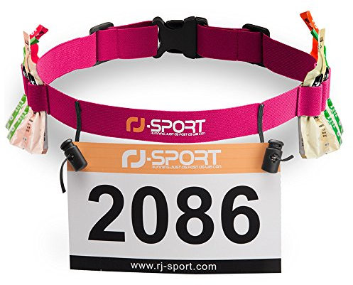 RJ-Sport Triathlon Startnummernband Laufgurt mit Nummernhalter & 6 Gel-Halter für Joggen Radfahren Marathons, Rosa