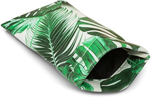styleBREAKER Etui für Sonnenbrillen mit Palmen Print und Putztuch, Brillenetui mit Schnappverschluss, Unisex 09020086, Farbe:Grün-Weiß