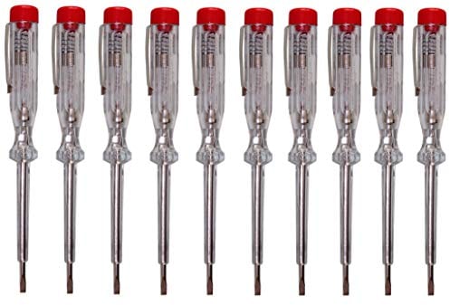 H + H Werkzeug 45200 tester standard 10 x 45200 tester di tensione/tester di fase fino a 250 V GS testato secondo VDE 0680 Made in Germany, trasparente/rosso, 140 mm