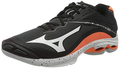 Mizuno Unisex-Erwachsene Wave Lightning Z6 Volleyballschuhe, Schwarz (Blk/Wht/Orangeclownfish 53), 44.5 EU
