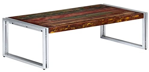 vidaXL Coffee Table 120cm Solid Reclaimed Wood - Industrial Style Handcrafted Rectangular Living Room Tea/Side Stand Desk