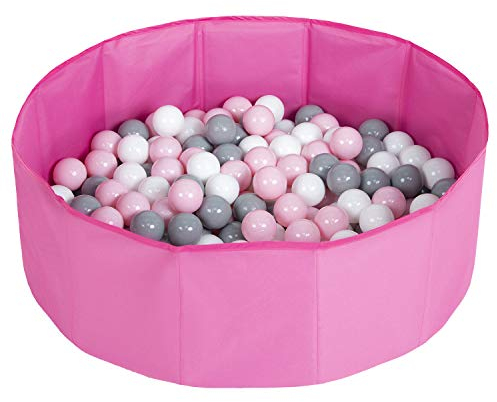 Selonis Piscina Plegable Con Bolas Coloridas De 200 Bolas NZ-78-BLUE, Rosa:Blanco/Gris/Rosa Claro