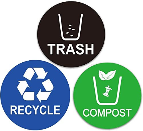 Recycle Sticker Trash Bin Label-Compost Sticker Garbage Waste from Recycling Indoor & Outdoor,Great for Plastic Trash Cans,Use at Kitchen &Office