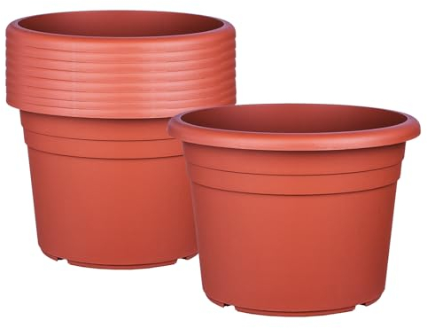 BigDean 9X Blumentopf Ø 35 cm Farbe Terrakotta Kunststoff Pflanztopf Containertopf Übertopf Pflanzkübel rund 35 x 25 cm