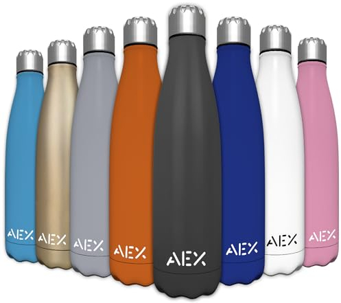 AEX Stainless Steel Double Walled Vacuum Flask 1000ml Black Matt - Hot & Cold Sports & Office Drink Bottle