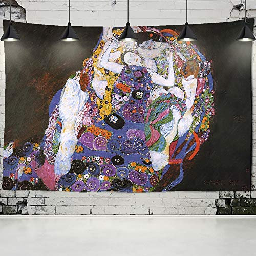 Gustav Klimt Ölgemälde Tapisserie Wandbehang Kuss Von Gold Abstrakte Kunst Dekoration Polyester Decke Yogamatte Home Schlafzimmer Kunst Personalisieren (B)230×(H)180CM H