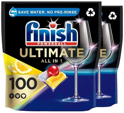 Finish Ultimate All in One Dishwasher Tablets X100 Lemon Tabs, Pack of 2