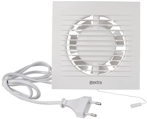 Steinberg14 Badlüfter Ø 100mm Weiß mit Zugschnur und Stecker - Abluftventilator Ventilator Lüfter Badezimmer Toilette