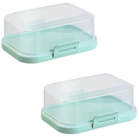 2x Hochwertige Stapelbare Butterdose mit Verschluss, Plastikdose für Butter, Perfekte Ordnung im Kühlschrank BPA-Frei Mehrzweck mint