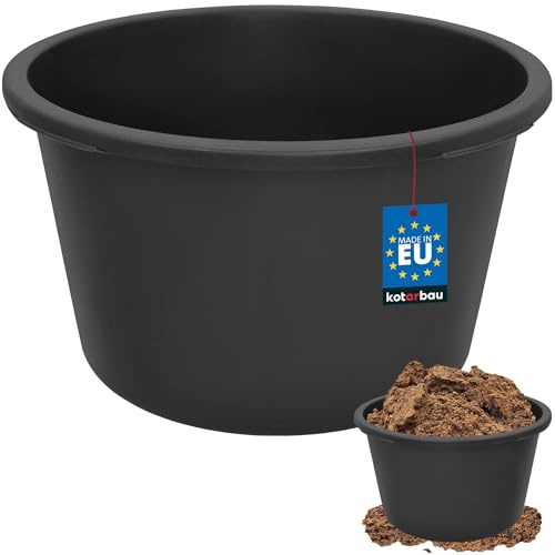KOTARBAU® Mörtelkübel 65 L, Mörtelwanne rund ⌀ 60 cm, Baueimer | Maurerkübel, Eimer für Baustelle, Kübel für Garten, Robust & Pflegeleicht, Mörteleimer aus Kunststoff, Schwarz