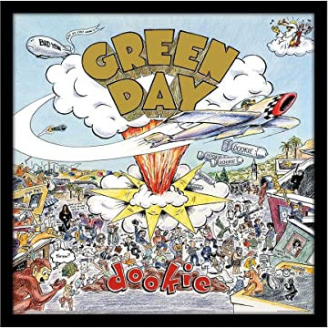 Green Day Dookie Album Cover Print Gerahmtes Albumcover Schwarz 31.5x31.5cm