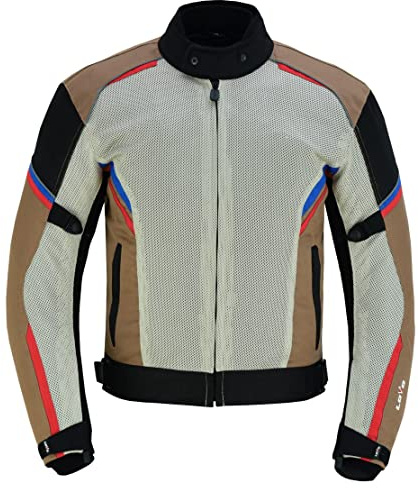 LOVO - Veste d'été perforée tricouche pour homme - Veste de moto pour homme légère et respirante - Protections homologuées incluses, Gris / brun, S/grand