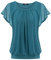 Zeagoo Shirt Damen Kurzarm Batwing Sommer Chiffon Bluse Elegant Tunika flatternd Hemd Loose Fit Türkisblau M