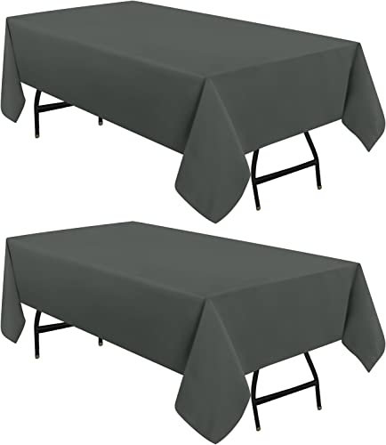 Utopia Kitchen Polyester Tischdecke 132 x 180 cm (2er-Pack, Grau) Maschinenwaschbare Tischdecke Ideal für Partys, Veranstaltungen, Hochzeiten und Restaurants (52 x 71 Zoll)