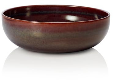 ROCKZZERO Salatschüssel - Steingut, spülmaschinenfest und temperaturbeständig - Bowl aus umweltfreundlichen Rohstoffen - Dunkelrot - 26 cm Durchmesser - 8,5 cm Höhe - 2000 ml