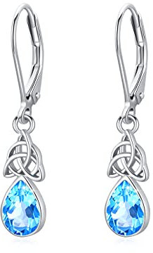 Tropfen Ohrringe 925 Sterling Silber Keltischer Knoten Blau Zirkon Schmuck Geschenke für Damen Frauen Mädchen Tochter Ehefrau Mutter Freundin