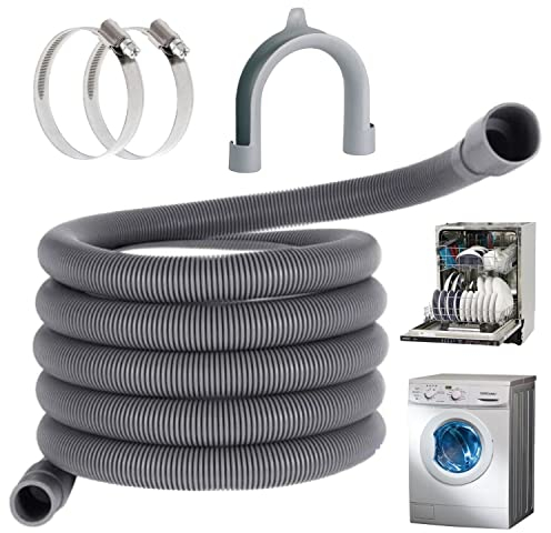 Parpyon® Lavatrice Tubo Carico Scarico Lavastoviglie Sifone scarico Lavasciuga doppio, Rubinetto Lavatrice Curvetta, Raccordo 2 Vie (Tubo Scarico 250CM)