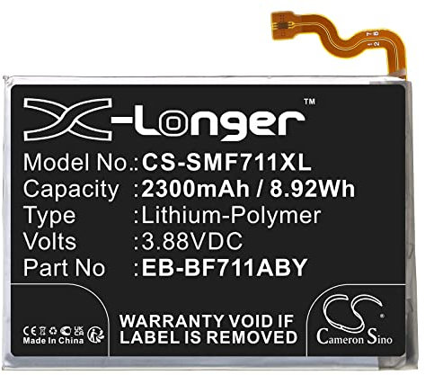 Cameron Sino Batterie pour Samsung Galaxy Z Flip 3, M-F711R4, SM-F7110, SM-F711B, SM-F711D, SM-F711J, SM-F711N, SM-F711T, SM-F711U, SM-F711U1, SM-F711V, SM-F711W 2300 mAh