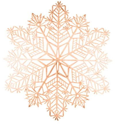 Rose Gold PVC Tischsets,Ausgehöhlte Schneeflocken Dekorative Tischsets abwaschbar Vinyl Platzdeckchen Rund Platzdeckchen Untersetzer Hitzebeständig und Rutschfest für Küche,Zuhause,Party,Weihnachten