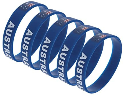 Parliky 5pcs Australia Country Flag Printed Silicone Wristbands Environmental Friendly Sports Bracelets for Football Match and Sports Event