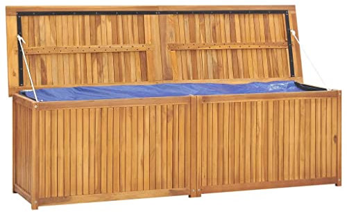 FIRBNUS Outdoor Schrank Aufbewahrungsbox 175x50x55 cm Gartentruhe Kissenbox Box mit Deckel Terrassenbox Aufbewahrungstruhe Massives Teakholz mit Lasur auf Wasserbasis PE Auskleidung