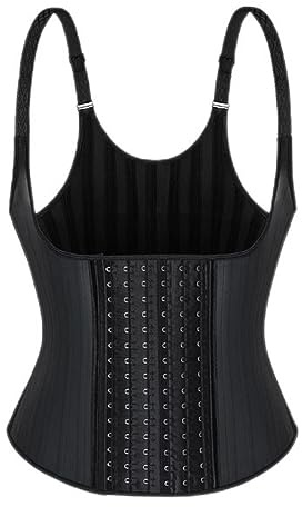 WEITING 6 Hooks And Eyes 25 Steel Bones Latex Waist Trainer Corset Vest Body Shapewear Korset
