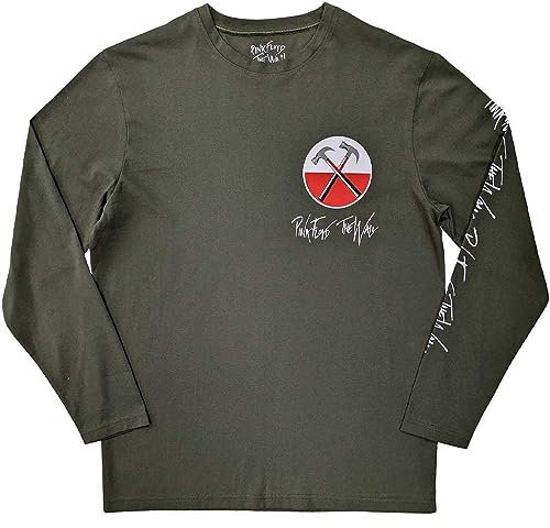 Pink Floyd T Shirt The Wall Hammers Logo Official Unisex Green Long Sleeve XL