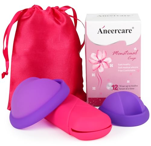 FENGQ Menstrual Disc, Wiederverwendbare Menstruationsscheibe, Periodenscheibe, Menstruationstassen aus Silikon, Periodenscheibe Alternative Soft Tampons, für Aktive Frauen(Lila, S+L)