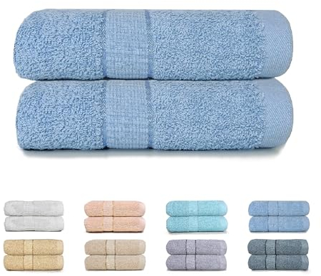 GFD Textiles - Juego 2 Toallas de Baño Extra Grandes 100x150 cm | 100% Algodón Premium Extra Suave & Súper Absorbente | Secado Rápido, Antibacterianas, Lujo SPA & Hotel | Azul