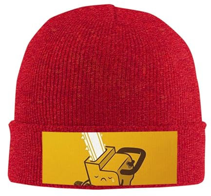 ESASAM Niedliche Strickmütze mit weinender Kettensäge, Acryl-Strickmütze mit gerippter Textur, gemütliche Winter-Kopfbedeckung, Strickmütze, warme Mütze, isolierte Mütze, Outdoor-Kopfbedeckung,