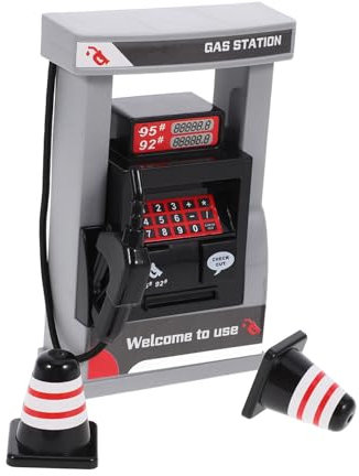 Vaguelly 1Set Miniature Gas Station Model with Roadblocks Realistic DIY Gas Station Toy for Boy Girl Interactive Plaything for Imagination and Creativity Safe and Assembly Model