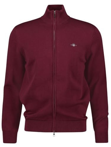 GANT Herren Casual Cotton Zip Cardigan Strickjacke, Ruby RED, XXXL