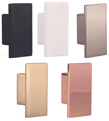 Natural Goods Berlin Möbelgriffe RECHTECK 1 Stück Gold (gebürstet) / 16mm Lochabstand/Schrankknöpfe passend für 15-22mm Türstärken/Griffe für Küchenschränke, Kommoden, Sideboard etc.