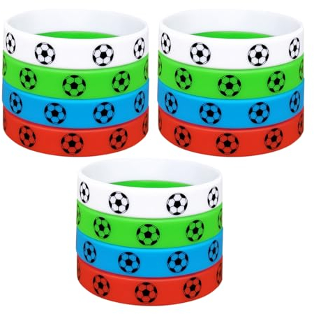 12 Pcs Fußball Silikonarmband, Fußball Armbänder Kinder, Fußball Motivierende Silikonarmband, Fußball Armbänder, Multicolor Silikon Armband für Fußball Party Zubehör, Fußball Deko Geburtstag Präsent