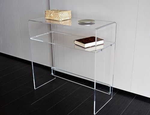 Slato Ercole Console en cristal acrylique transparent, meuble d'entrée, table salon, salle d'attente, bureau, modifications de design, fabriqué en Italie