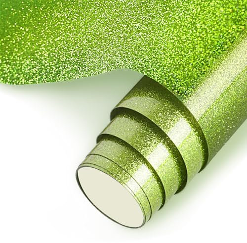 NANAPLUMS Plotterfolie Textil, Glitzer 3D-Puff-Vinyl- 30,5 x 100 cm Puff HTV Vinylrolle für T-Shirts, 3D-Puff-Hitzetransfer-Vinyl, Glitzer Grünes Gras