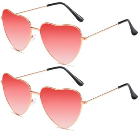 Sprinlot 2 Paar Herz Party Brille Rot, Partybrillen Heart Shaped, Sonnenbrille Herzform, Lustige Brille für Fasching Foto Requisiten Geburtstags