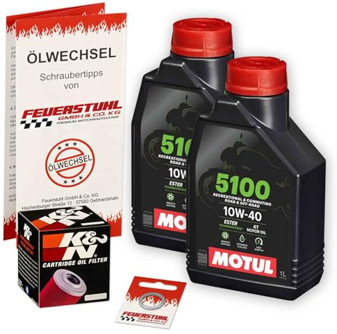 Öl & Ölfilter für Honda CBR 250 R, 2011-2013 (MC41), Ölwechsel Set 10W-40 ESTER Motoröl + K&N Filter + Dichtring(e)