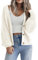 HOTOUCH Ladies Cardigans UK Short Open Front Jumpers with Buttons Womens Loose Long Sleeve Knitwear Oversized Sweater for Winter Spring White S