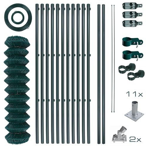 Maschendrahtzaun Gartenzaun Set Komplettset Zaun Gartenzaunset Zaunset Drahtzaun Maschendraht mit Aufschraubhülsen (1,25 x 25 m)