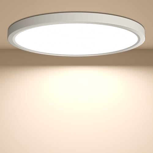 YiLaie LED Deckenleuchte Flach 24W Deckenlampe 4000K 2640LM Deckenleuchte Wohnzimmer, IP44 Wasserdichte badezimmerlampe,Küchenlampe Modern, für Bad Schlafzimmer Küche Flur Keller, Ø30cm
