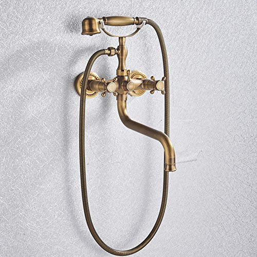 Robinet de Baignoire à Long Bec, mitigeur de Bain-Douche à Main à Double poignée avec douchette à Main, mitigeur d'évier à Bec pivotant Mural