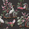 Livelynine Self Adhesive Wallpaper Green Tropical Pink Floral White Crane Peony 44.5CMx7M Stick on Jungle Wallpaper for Bedroom Peel and Stick Vinyl Wrap Pattern Chinoiserie Vintage Wall Paper Roll