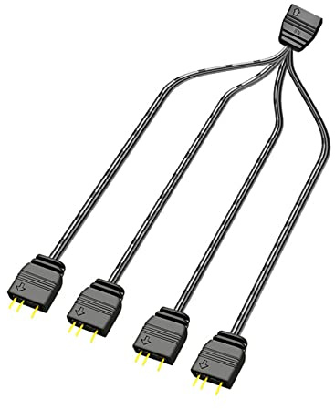 Ddujbtp ARGB 5 V 3-poliger Verlängerungskabel-Adapter, 33 cm, 1 auf 4 RGB-Splitterkabel, ForMSI LED-Splitter